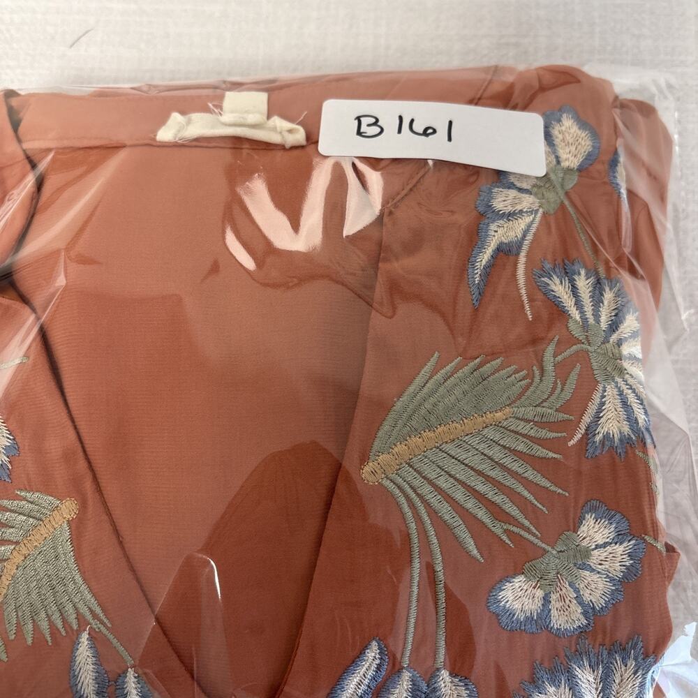 Embroidered Floral Boho Tiered Skirt Hippie Cottagecore Terra Cotta Sm - Picture 16 of 16